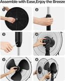 PELONIS 16'' Pedestal Fan for Bedoom, Remote, Standing Fan with 7-Hour Timer, 90° Oscillation, 3-Speeds, Adjustable Height, Electric Cooling Fans for Living Room and Office by CozyNest Decor
