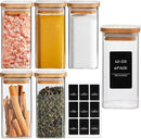 ComSaf 6Pcs 10 oz Large Spice Jars with Label Trial Set, Glass Spice Jars with Bamboo Lids Supplementary Set, Seasoning Container Trial Pack, Perfect for Ktichen Starter by CozyNest Decor