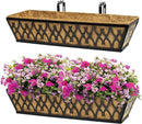 2 Pack 24 Inch Window Boxes Planters Railing Planter Box with Adjustable Brackets for Porch Fence Patio Balcony Hanging Flower Baskets with Coco Liners for Outdoor Garden Décor - Black by GreenHaven Gardens