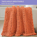 Bigacogo Chunky Knit Throw Blanket for Couch, 40x60 inches, 100% Hand Knitted with Thick Jumbo Chenille Yarn, Cozy Soft Large Rope Knot Cable Crochet Blankets for Sofa Bed Living Room, Terracotta by CozyNest Decor