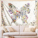 Damanse Butterfly Tapestry Wall Hanging Cute,Boho Wall Tapestry for Bedroom Aesthetic,Flower Living Room Decor for Teen Girls (White, 49.20" x 59.10") by CozyNest Decor