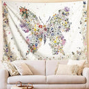 Damanse Butterfly Tapestry Wall Hanging Cute,Boho Wall Tapestry for Bedroom Aesthetic,Flower Living Room Decor for Teen Girls (White, 59.80" x 78.70") by CozyNest Decor