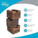 BIRDROCK HOME Woven Storage Shelf Organizer Baskets with Handles - Set of 3 - Abaca Wicker Basket - Pantry Living Room Office Bathroom Shelves Organization - Under Shelf Basket - Handwoven (Espresso) by CozyNest Decor