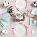 Whaline 4Pcs Round Bunny Easter Placemats Pink Rabbit Embroidered Place Mats Spring Cute Rabbit Dinner Table Mat Easter Dining Kitchen Table Mats for Home Wedding Baby Shower Birthday Party Decor by CozyNest Decor