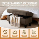 Ottoman Rectangular Storage Ottoman Bench, Flannel Footrest Stool Footstool with Lid for Living Room, Bedroom, Entryway, Dark Brown, 28.5"x19"x17.5" by CozyNest Decor