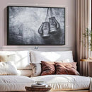 ElephantStock Boxing Gloves Wall Art - Horizontal Framed Canvas - 1-Piece Living Room Wall Decor - Photography Sports Canvas Print - Black and Gray Decor for Wall - 37" X 25" by CozyNest Decor