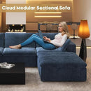 157.5" U Shaped Modern Sofa Modular Sectional Cloud Couch with 2 Ottoman,Deep Seat Upholstered Couches with Corduroy Fabric for Living Room Furniture,Bedroom and Apartment,No Assembly Required,Blue by CozyNest Decor