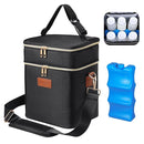 PIIOSER Breastmilk Cooler Bag with Ice Pack Fits 6 Baby Bottles Up to 9 Ounce, Insulated Baby Bottle Tote Bags, Double Layer Waterproof Leak-Proof with Shoulder Strap for Nursing &Working Mom by TinyTreasures Baby Boutique