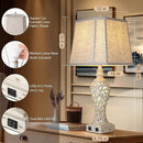 28.5" Table Lamps Set of 2 - Bedside Lamp with Fabric Shades - for Bedroom and Living Room with USB and Nightlight - Perfect for Nightstands and Bedrooms by CozyNest Decor