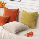 decorUhome Fall Chenille Soft Throw Pillow Covers 22x22 Set of 2, Farmhouse Velvet Neutral Decorative Euro Pillow Covers with Stitched Edge for Couch Sofa Bed Home Decor, Rust by CozyNest Decor