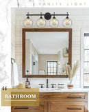 Bathroom Light Fixtures, 4-Light Black and Gold Vanity Lights Over Mirror, 30inch Farmhouse Wall Sconce Lighting with Clear Glass and Honeycomb Metal Shade, AD-22001-4W-BK by CozyNest Decor