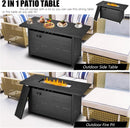 45 inch Propane Fire Pit Table,50000 BTU Gas Fire Pits Table with Lid & Lava Rock & Waterproof Cover, Outdoor Propane Firepit for Dining or Party, Outside, Patio, Garden, Yard by GreenHaven Gardens