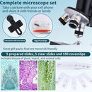 Microscope 40X-2500X Magnification with 4.3-inch Display, Wide-Angle 10X and 25X eyepieces, and Built-in 5-megapixel Camera for School Labs, Animal Husbandry (Black) by TinyTreasures Baby Boutique