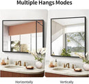 Black Bathroom Mirror for Wall, 30x36 Inch Rectangle With Metal Frame, Modern Vanity for Bathroom Living Room, Entryway Hangs Horizontal or Vertical by CozyNest Decor