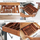 Premium Silverware, Flatware and Utensil Organizer for Kitchen Drawers, Food-Safe Contract Grade, Expandable from 18 to 33 In, Natural Acacia by CozyNest Decor