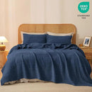 PHF 100% Cotton Waffle Weave Blanket Queen Size, Soft Lightweight Breathable Cozy Summer Blankets for Bed, Luxury Aesthetic Woven Bedding for Home Decor, 90"x90", Bright Navy Blue by CozyNest Decor