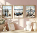 3Pcs Nautical Beach Wall Art Sailboat Paddle and Anchor Paintings Pictures Wall Decor Nautical Coastal Posters Prints Artwork for Living Room Bedroom Home Office Corridor Home Decroation Unframed by CozyNest Decor