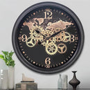 CLXEAST 24 Inch Moving Gear Wall Clock with World Map Pattern,Large Black Gold Metal Wall Clock for Modern Farmhouse Living Room Decor,Reloj De Pared para Sala by CozyNest Decor