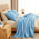 PHF 100% Cotton Waffle Weave Throw Blanket, Soft Lightweight Breathable Cozy Summer Throws for Couch Bed Sofa, Luxury Aesthetic Woven Blanket for Home Decor & Office, 50"x60", Sky Blue by CozyNest Decor