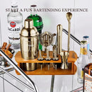KITESSENSU Cocktail Shaker Set Bartender Kit with Stand | Bar Set Drink Mixer Set with All Essential Accessory Tools: Martini Shaker, Jigger, Strainer, Mixer Spoon, Muddler |Champagne Gold by CozyNest Decor