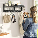 29" Coat Rack Wall Mount with Shelf, 4 in 1 Wall Mounted Coat and Key Hanger with 11 Hooks, Entryway Key Holder with Mail Holder for Living Room, Bedroom, Black by CozyNest Decor