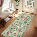 Floral 2x6 Area Rug Machine Washable Soft Print Boho Carpet Non Slip Doormat Low Pile Flower Area Rugs for Living Room Bedroom Nursery Kitchen Dining Room Indoor-Light Green by TinyTreasures Baby Boutique