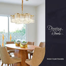 24.4“ Gold Semi Flush Mount Ceiling Light Fixtures, 6-Light Gold Modern Crystal Chandelier Height Adjustable Pendant Lighting for Bedroom Entryway Hallway Kitchen Island Living Room Foyer by CozyNest Decor