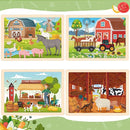 4-in-1 Farm Wooden Puzzles for Kids Ages 4-6, 24 PCS Wooden Jigsaw Puzzles for Toddlers Ages 2-4, Preschool Educational Puzzles Boards Toys Gifts for 3 4 5 6 Boys Girls by TinyTreasures Baby Boutique