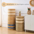 Handwoven Ottoman Pouf, Natural Water Hyacinth Footstool, Round Braided Outdoor Seat with Sturdy Frame, Boho Accent Stool for Patio, Balcony, or Garden (White) by CozyNest Decor