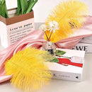 THARAHT Golden Yellow Ostrich Feathers 12pcs Natural Bulk 8-10Inch 20cm-25cm for Crafts Wedding Party Centerpieces Halloween and Home Decoration Feathers by CozyNest Decor