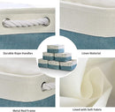 TcaFmac Organization and Storage Basket for Gifts Empty - 12x8x5.2 inch Small 6 Pack Collapsible Storage Basket for Organizing, Fabric Storage Bins for Toy Books Shelves(White & Green) by TinyTreasures Baby Boutique