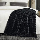 Cozy Bliss Faux Fur Throw Blanket for Couch, Cozy Warm Plush Striped Blanket for Sofa Bedroom Living Room,60 * 80 Inches Black by CozyNest Decor