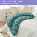 Bigacogo Chunky Knit Throw Blanket for Couch, 40x40 inches, 100% Hand Knitted with Thick Jumbo Chenille Yarn, Cozy Soft Large Rope Knot Cable Crochet Blankets for Sofa Bed Living Room, Light Teal by CozyNest Decor
