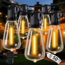 Outdoor String Lights - 50FT LED Patio Lights with 27 Shatterproof Waterproof Bulbs, Connectable Dimmable Edison IP65 ST38 Outside Lights for Garden, Balcony, Porch, Backyard, Deck, Home Decor by CozyNest Decor