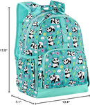 Choco Mocha Panda Backpack for Girls, Elementary School Backpack for Girls Ages 6-8 Kids Kindergarten Backpack Bookbag 17 Inch with Chest Strap, Teal by TinyTreasures Baby Boutique