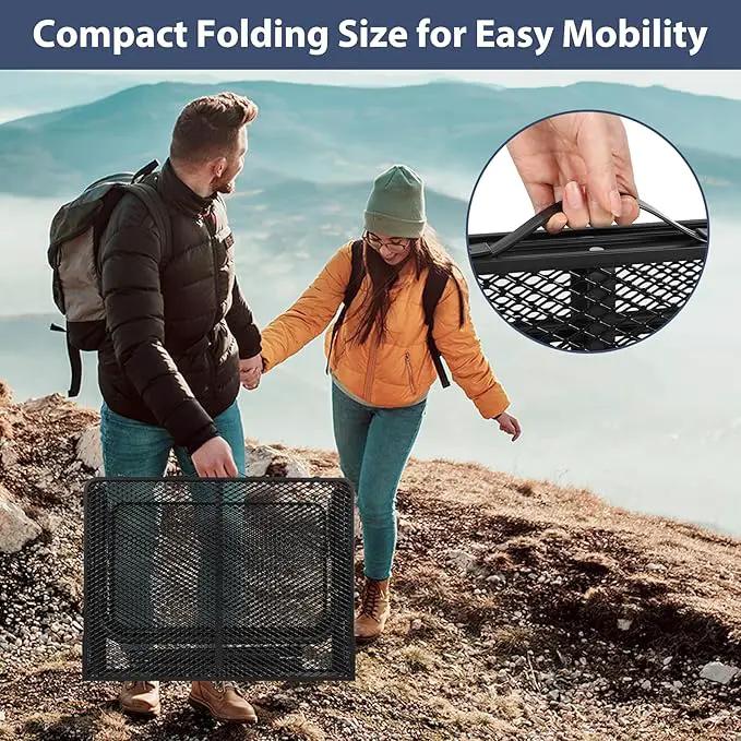 REDCAMP 36x24 Folding Grill Table for Outside with 2 Side Tables, Lightweight Portable Metal Aluminum Outdoor Grill Table with Adjustable Height Legs, Great for Camping Picnic Cooking BBQ, Black 3ft, photo 8 of 9