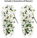 Faux Bougainvillea Artificial Flowers Plants for Outdoors Outside Decoration, 2 PCS White Fake Flowers UV Resistant Look Real Silk Long Trailing Vines for Front Door Porch Planter Patio Garden Yard by CozyNest Decor