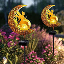 YJFWAL 2 Pack Garden Solar Lights Pathway Stake Lights Moon Fairy Glass Globe with Angel Decor, Gardening Birthday Gift for Mom Grandma Friends, Outdoor Decor Light Waterproof for Walkway, Yard, Patio by CozyNest Decor