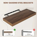 Wide Floating Shelves for Wall 12 Inch Deep, 24" X 12" X 2" Floating Shelf, 2 Inch Thick Shelf for Bathroom Bedroom Kitchen Book Room, Heavy Duty 55lbs Shelves for Farmhouse Decor Set of 2, Walnut by CozyNest Decor
