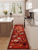 Runners for Hallways Kitchen Runner Rug Non Slip 2'x 10' Long Washable Rugs with Rubber Backing Soft Floral Carpet Runner for Hallways, Kitchen, Laundry, Bedroom, Bathroom(Red) by CozyNest Decor