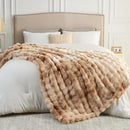 NEWCOSPLAY Faux Fur Throw Blanket Tie-dye Beige Luxury Fluffy Thick Warm Bubble Blanket for Couch Sofa Bed 700GSM (Tie-dye Beige, Throw(50"x60")) by CozyNest Decor