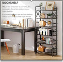 4NM 6 Tiers No Assembly Book Shelves, 61.8" H Folding Bookshelf Bookcase Open Industrial Foldable Shelves for Bedroom, Living Room, Home Office - All Black by CozyNest Decor