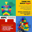 Big Blocks for Kids Ages 4-8 — Indoor & Outdoor Blocks for Kids Games — Large Building Blocks (48 pc) Learner Set by TinyTreasures Baby Boutique