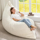 Hobestluk 3 in 1 Bean Bag Chair Giant Bean Bag Chairs for Adults with Plush Faux Fur Cover Convertible Bean Bag Floor Cushion with Machine Washable Cover for Living Room (Plush White) by CozyNest Decor