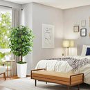 Artificial Ficus Tree 5FT Faux Floor Tree with Planter UV Resistant Potted Fake Silk Plant, Real Wood Trunk-Indoor Outdoor Lifelike Fake Ficus Tree for Home, Living Room Bedroom Topiary Tree by CozyNest Decor
