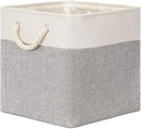 Bidtakay Fabric Basket Set - Large Square Organizer Bins, 13x13, Set of 3, White & Grey by TinyTreasures Baby Boutique