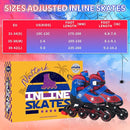 Nattork Kids Adjustable Inline Skates with PU Flash Wheels, Fun Roller Skates for Ages 4-12, Indoor/Outdoor Birthday Gift for Son and Grandson by TinyTreasures Baby Boutique