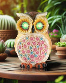 Hand-Painted Resin Owl Figurine with Glow-in-The-Dark Eyes, Solar-Powered Garden Decor 5.5'' Lawn Ornaments Statue Gardening Gifts for Outside Yard Art Patio (Owl) by GreenHaven Gardens