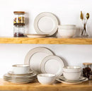 GBHOME Ceramic Dinnerware Sets,18 pcs Embossed Elegant Stoneware Plates and Bowls Sets, Housewarming Wedding Gift | Dishwasher & Microwave Safe | Dishes Set Service for 6 by CozyNest Decor