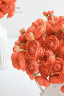 Floroom Ranunculus Artificial Flowers 18 Pcs Burnt Orange Faux Silk Mini Ranunculus Bulk Fake Wedding Filler Flowers for DIY Bouquets, Centerpieces, Bridal Shower Decorations & Arrangements by CozyNest Decor